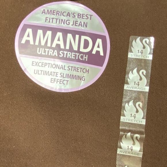 Gloria Vanderbilt Amanda Jeans Womens 14 High Rise Ultra Stretch Dark Roast Wash - Picture 9 of 16